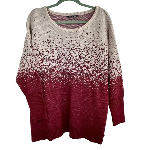 BLOOMCHIC Ombre Knit Sweater Cabernet & Pink Scoop Neck Oversized Pullover 12 - Picture 15 of 15